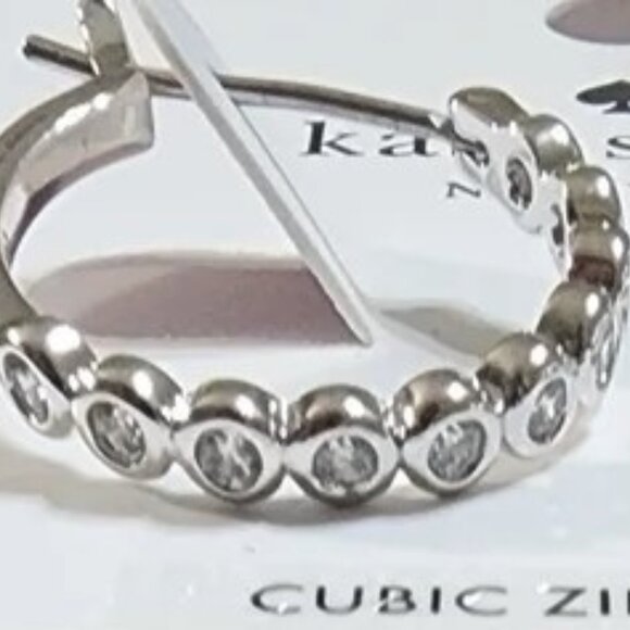 kate spade Silver Hoop Earrings Full Circle Huggies - Picture 6 of 6